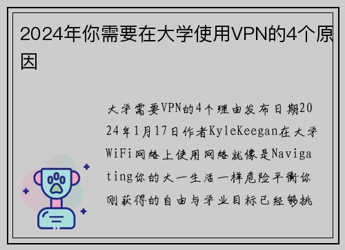 2024年你需要在大学使用VPN的4个原因 