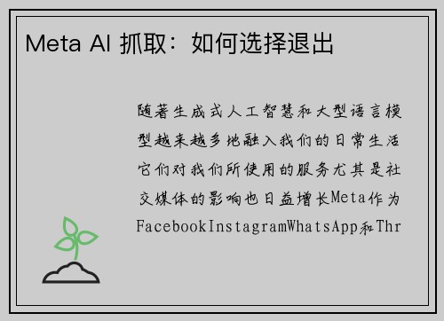 Meta AI 抓取：如何选择退出 